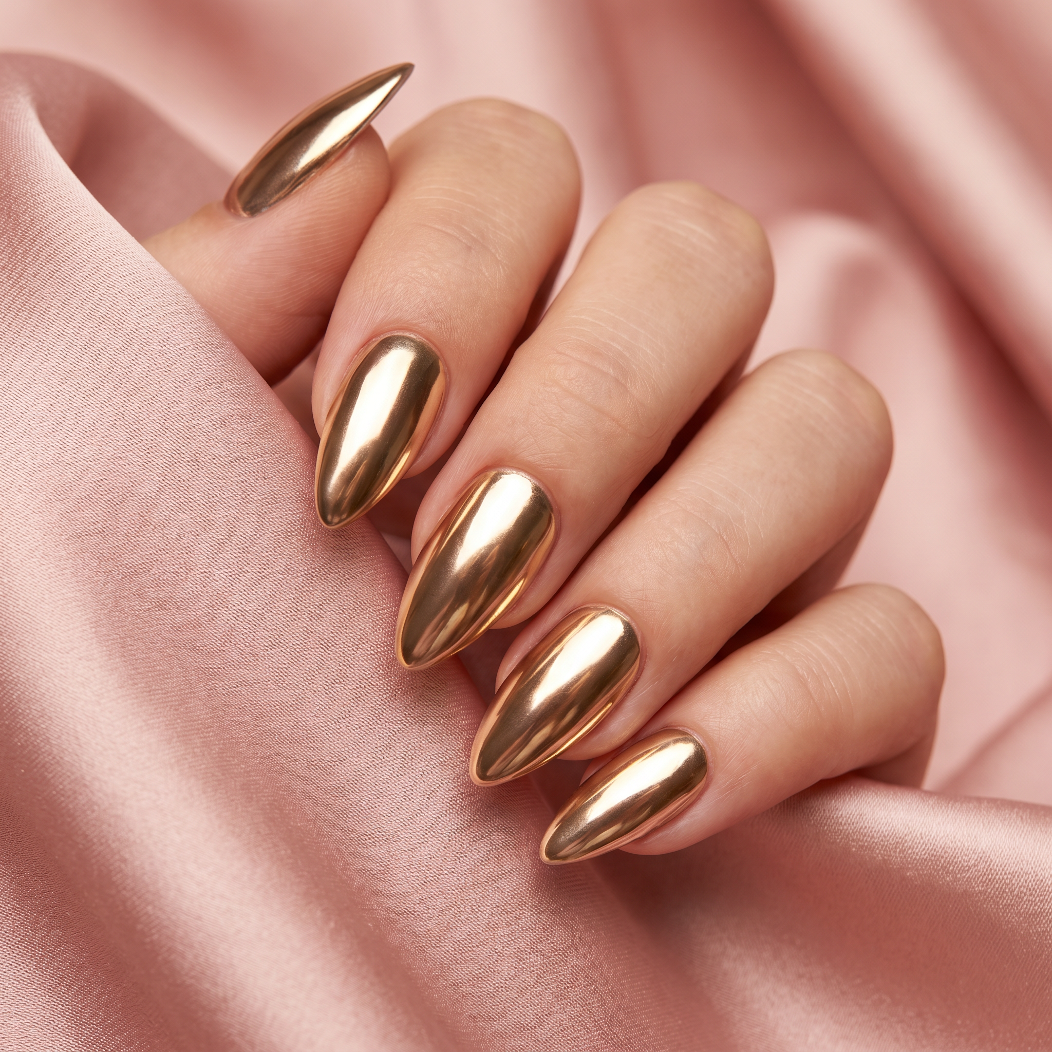 Chrome gold nail art